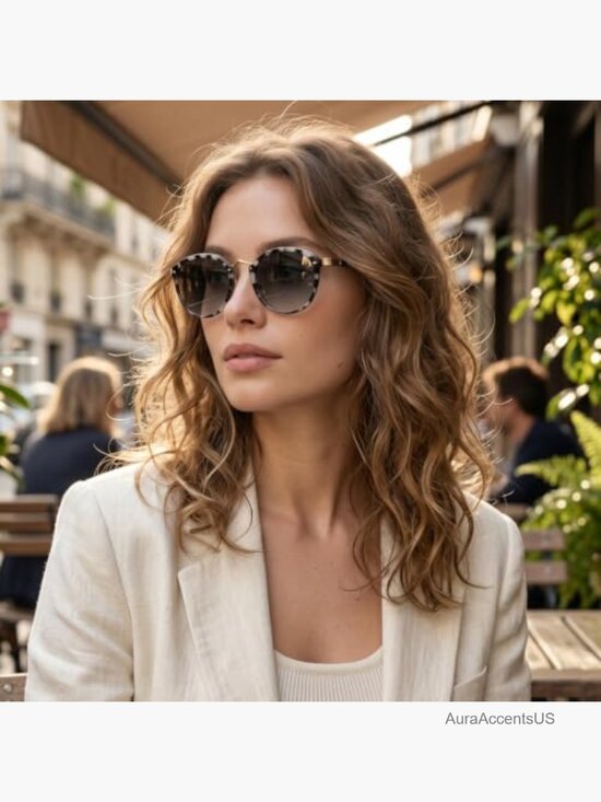 Round Polarized Sunglasses for Women Retro Acetate UV Protection main image 5